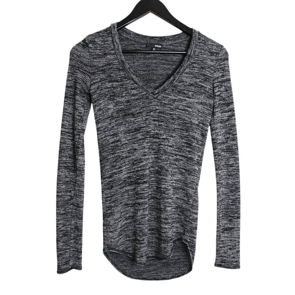Aritzia Heathered Marled Gray V-neck Long Sleeve Casual Shirt Size XS